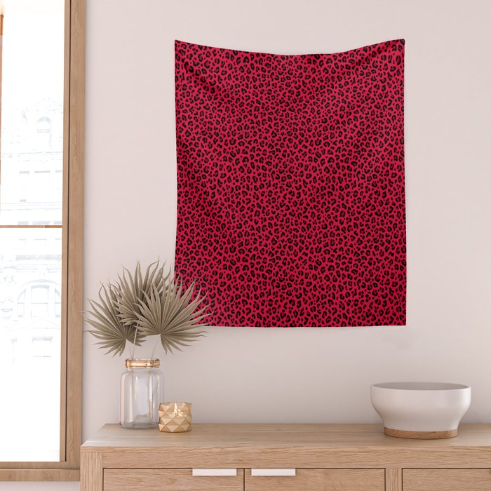 RED LEOPARD PRINT â Cherry Red | Collection : Punk Rock Animal Prints | Wall Tapestry Gallery Image 2