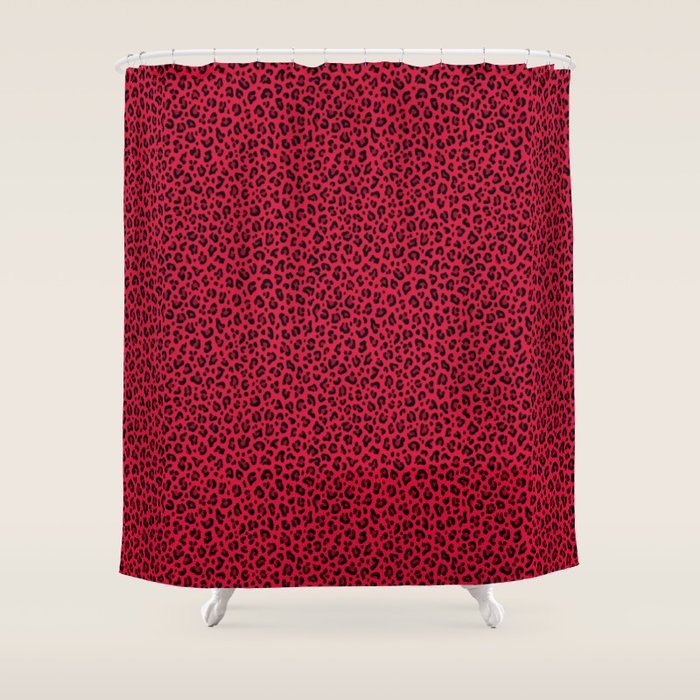RED LEOPARD PRINT â Cherry Red | Collection : Punk Rock Animal Prints | Shower Curtain Gallery Image 1