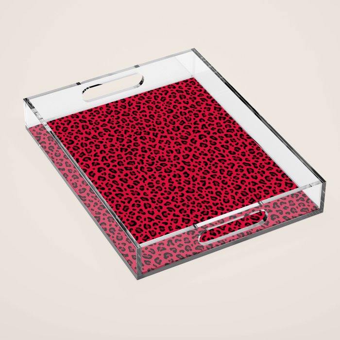 RED LEOPARD PRINT â Cherry Red | Collection : Punk Rock Animal Prints | Acrylic Tray Gallery Image 1