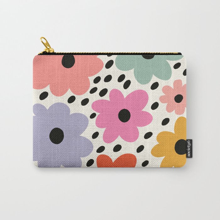 Retro Rainbow Daisy Carry All Pouch Gallery Image 1