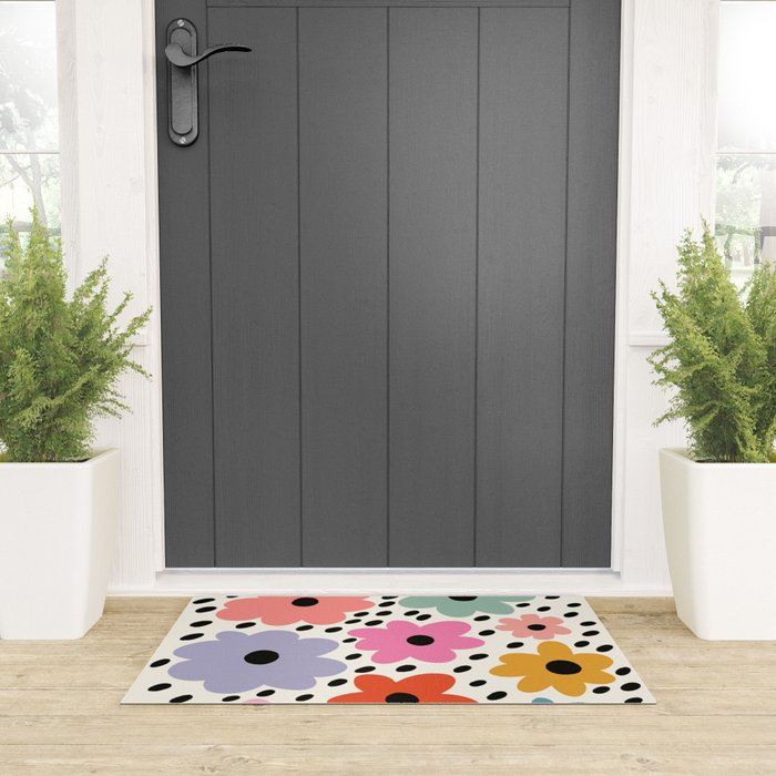 Retro Rainbow Daisy Welcome Mat Gallery Image 3