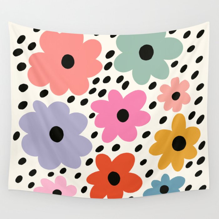 Retro Rainbow Daisy Wall Tapestry Gallery Image 4