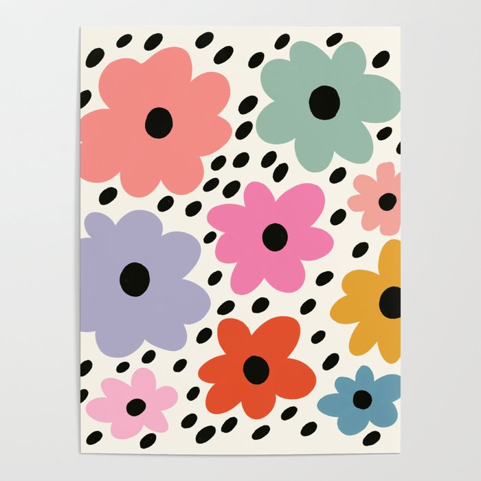 Retro Rainbow Daisy Poster Gallery Image 1