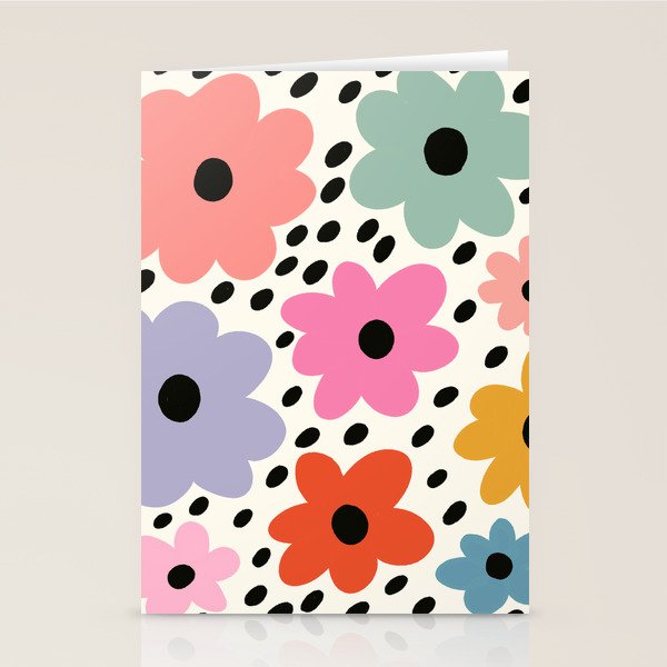 Retro Rainbow Daisy Stationery Card Gallery Image 1