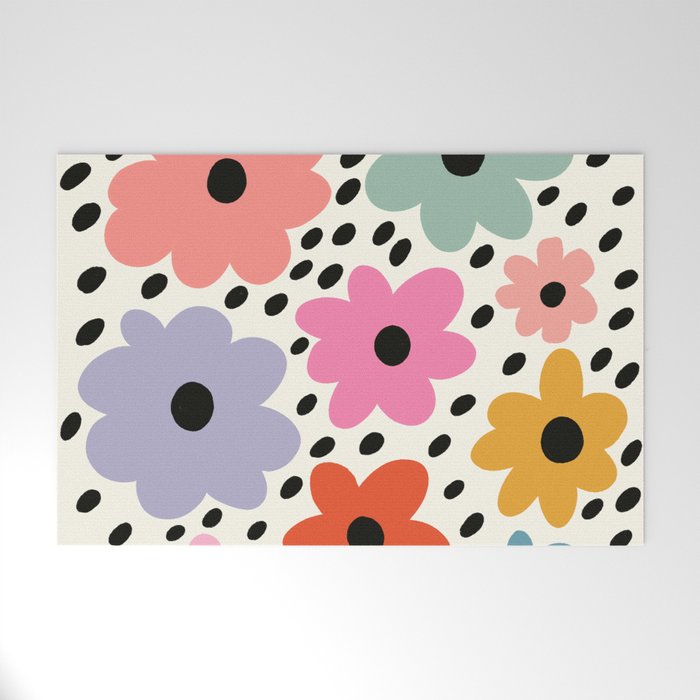 Retro Rainbow Daisy Welcome Mat Gallery Image 1