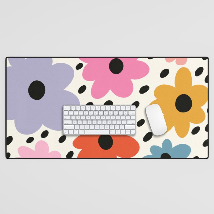 Retro Rainbow Daisy Desk Mat Gallery Image 1