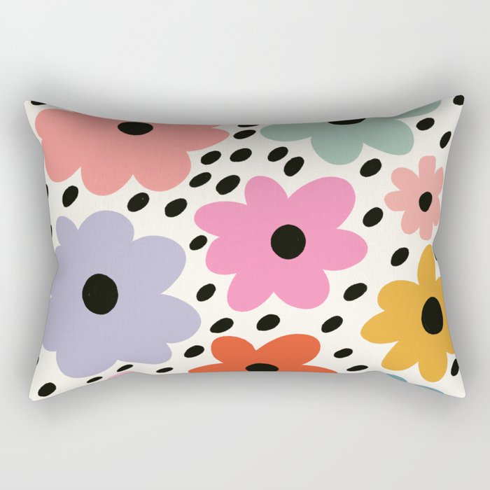 Retro Rainbow Daisy Rectangular Pillow Gallery Image 1