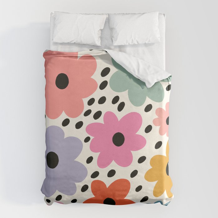 Retro Rainbow Daisy Duvet Cover Gallery Image 1