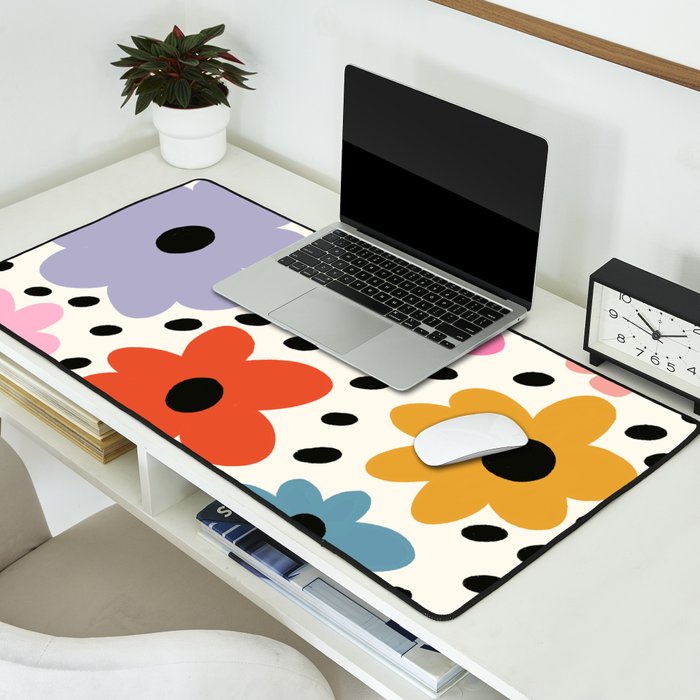 Retro Rainbow Daisy Desk Mat Gallery Image 2