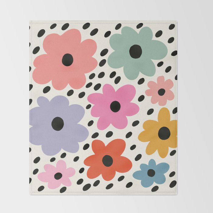 Retro Rainbow Daisy Throw Blanket Gallery Image 2