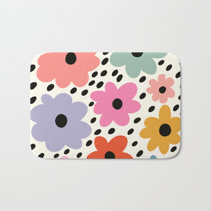 Retro Rainbow Daisy Bath Mat Gallery Image 1