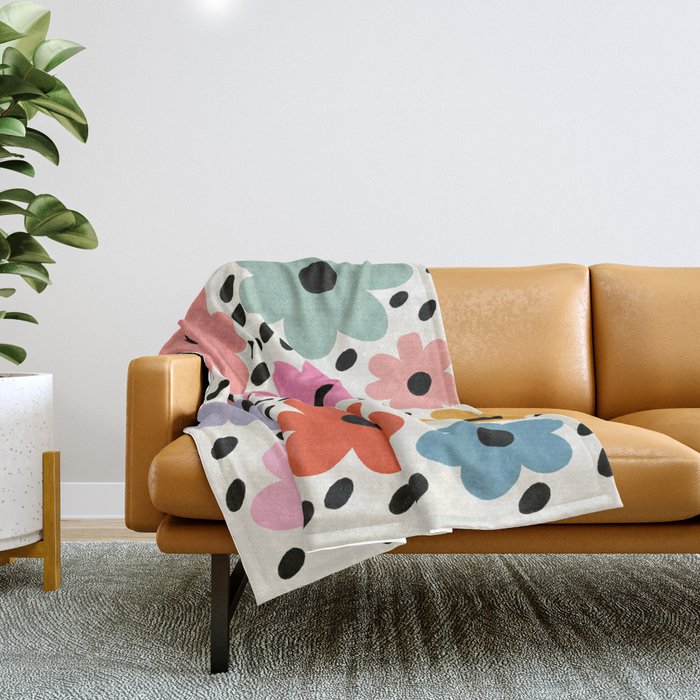 Retro Rainbow Daisy Throw Blanket Gallery Image 1