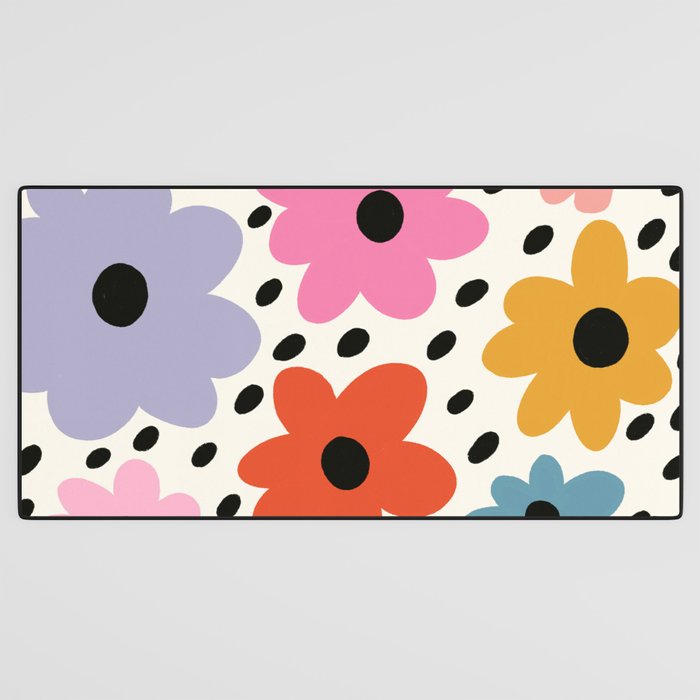 Retro Rainbow Daisy Desk Mat Gallery Image 3