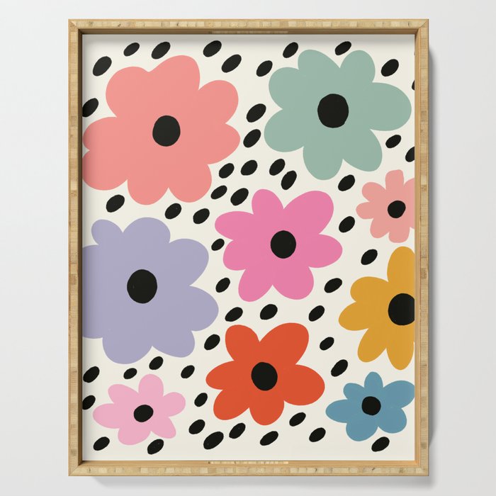 Retro Rainbow Daisy Serving Tray Gallery Image 1