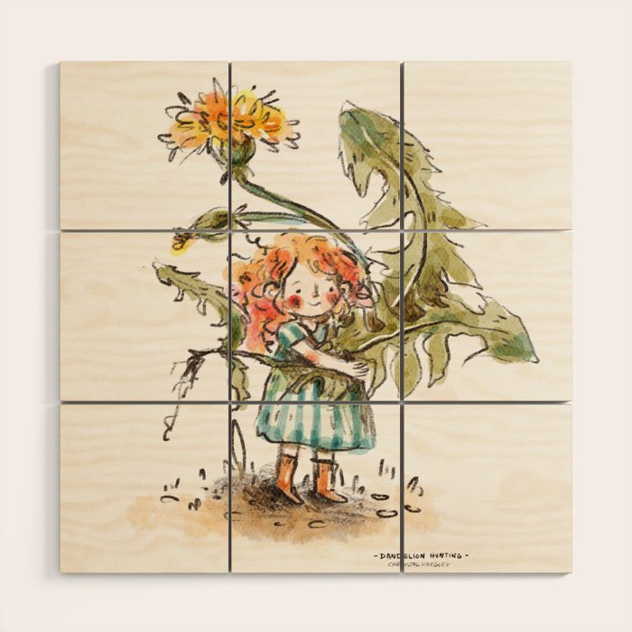 Dandelion Hunting - Flower Girl Wood Wall Art Gallery Image 1