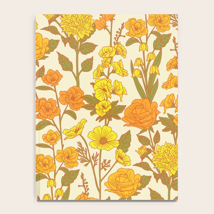 Yellow Vintage-Inspired 70s Floral Cottage Garden Notebook Gallery Image 4