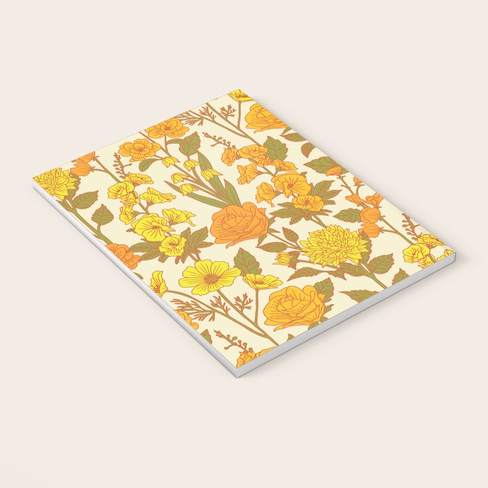 Yellow Vintage-Inspired 70s Floral Cottage Garden Notebook Gallery Image 3