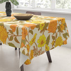 Yellow Vintage-Inspired 70s Floral Cottage Garden Tablecloth Gallery Image 3