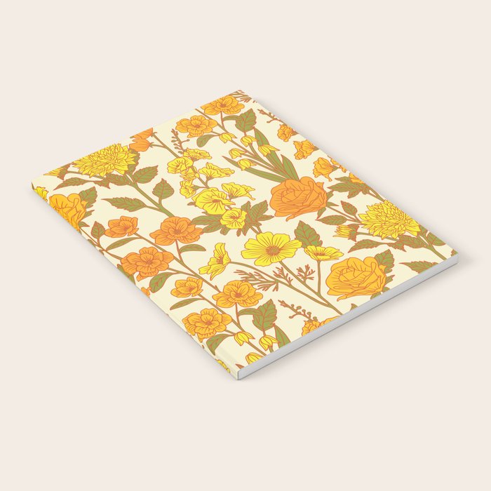 Yellow Vintage-Inspired 70s Floral Cottage Garden Notebook Gallery Image 2