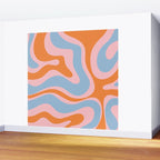 Modern Retro Liquid Swirl Abstract Pattern in Pastel Pink, Light Blue, and Orange Wall Mural Gallery Image 2