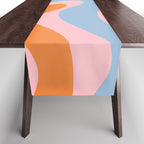 Modern Retro Liquid Swirl Abstract Pattern in Pastel Pink, Light Blue, and Orange Table Runner Gallery Image 1