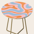 Modern Retro Liquid Swirl Abstract Pattern in Pastel Pink, Light Blue, and Orange Side Table Gallery Image 2