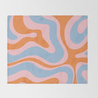 Modern Retro Liquid Swirl Abstract Pattern in Pastel Pink, Light Blue, and Orange Throw Blanket Gallery Image 2