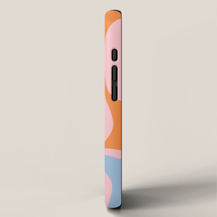 Modern Retro Liquid Swirl Abstract Pattern in Pastel Pink, Light Blue, and Orange iPhone Case Gallery Image 2