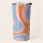 Modern Retro Liquid Swirl Abstract Pattern in Pastel Pink, Light Blue, and Orange Travel Mug Gallery Image 2