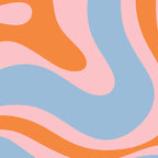 Modern Retro Liquid Swirl Abstract Pattern in Pastel Pink, Light Blue, and Orange Coffee Mug Gallery Image 2