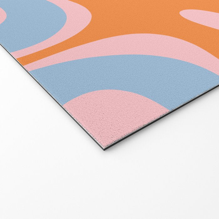 Modern Retro Liquid Swirl Abstract Pattern in Pastel Pink, Light Blue, and Orange Welcome Mat Gallery Image 2