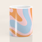 Modern Retro Liquid Swirl Abstract Pattern in Pastel Pink, Light Blue, and Orange Coffee Mug Gallery Image 4