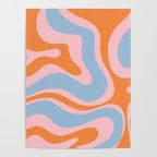 Modern Retro Liquid Swirl Abstract Pattern in Pastel Pink, Light Blue, and Orange Poster Gallery Image 4
