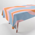 Modern Retro Liquid Swirl Abstract Pattern in Pastel Pink, Light Blue, and Orange Tablecloth Gallery Image 1