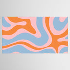 Modern Retro Liquid Swirl Abstract Pattern in Pastel Pink, Light Blue, and Orange Tablecloth Gallery Image 2