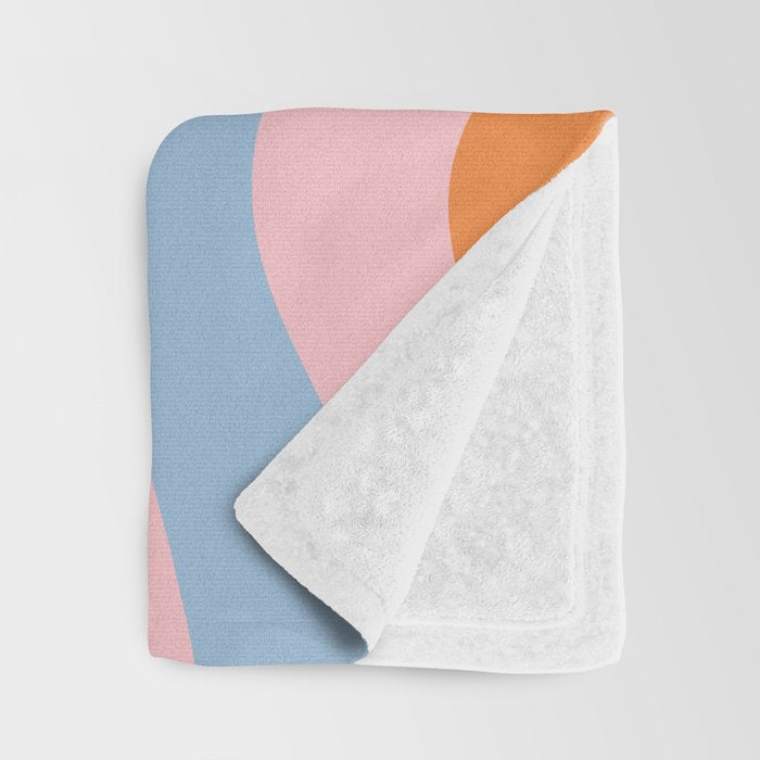 Modern Retro Liquid Swirl Abstract Pattern in Pastel Pink, Light Blue, and Orange Throw Blanket Gallery Image 3