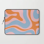 Modern Retro Liquid Swirl Abstract Pattern in Pastel Pink, Light Blue, and Orange Laptop Sleeve Gallery Image 1
