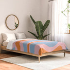 Modern Retro Liquid Swirl Abstract Pattern in Pastel Pink, Light Blue, and Orange Comforter Gallery Image 2