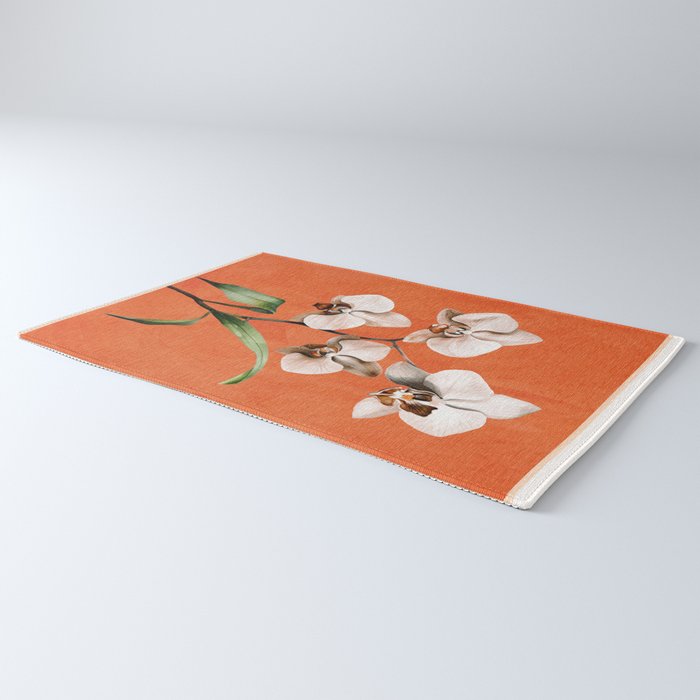 White Orchid Floral Art 3  Rug Gallery Image 3