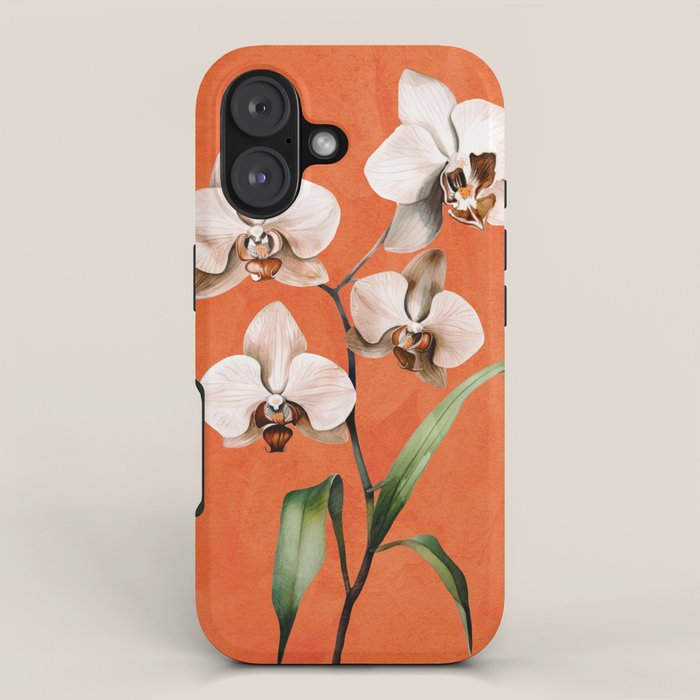 White Orchid Floral Art 3  iPhone Case Gallery Image 1
