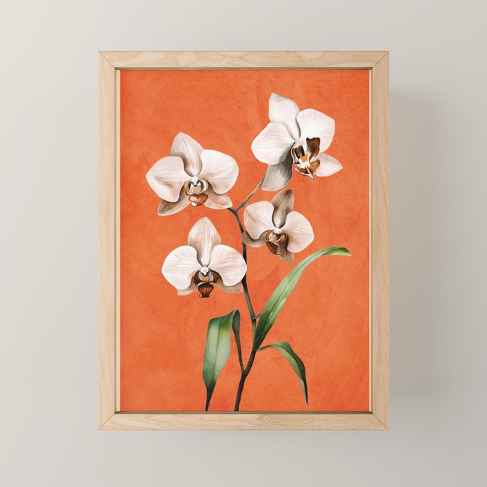 White Orchid Floral Art 3  Mini Art Print Gallery Image 1