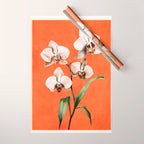 White Orchid Floral Art 3  Wrapping Paper Gallery Image 1