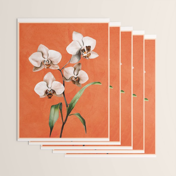 White Orchid Floral Art 3  Wrapping Paper Gallery Image 3