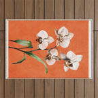 White Orchid Floral Art 3  Outdoor Rug Gallery Image 1