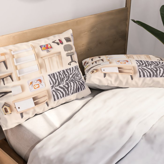 Dollhouse inventory / beige Pillow Sham Gallery Image 2