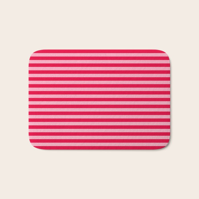 Retro, Beach, Colorful Stripes, Pink and Red Bath Mat Gallery Image 1