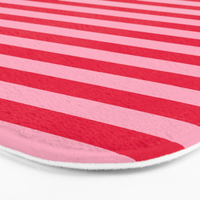 Retro, Beach, Colorful Stripes, Pink and Red Bath Mat Gallery Image 3