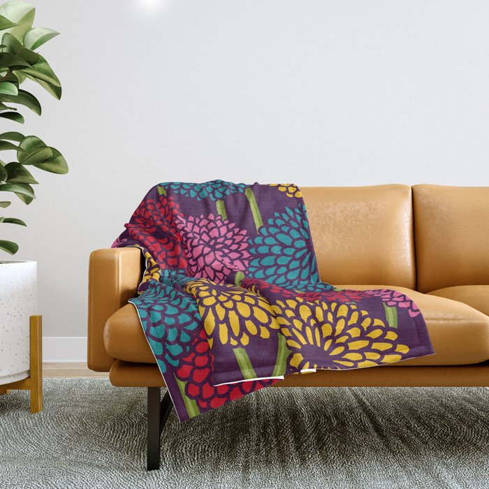 Full of Chrysanth Throw Blanket Gallery Image 1