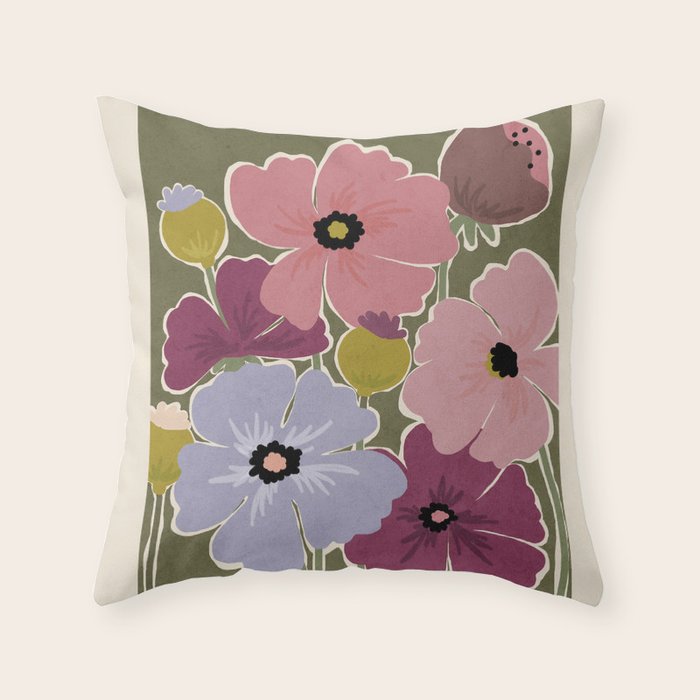 Flower Market - Opium Poppies Throw Pillow Gallery Image 6