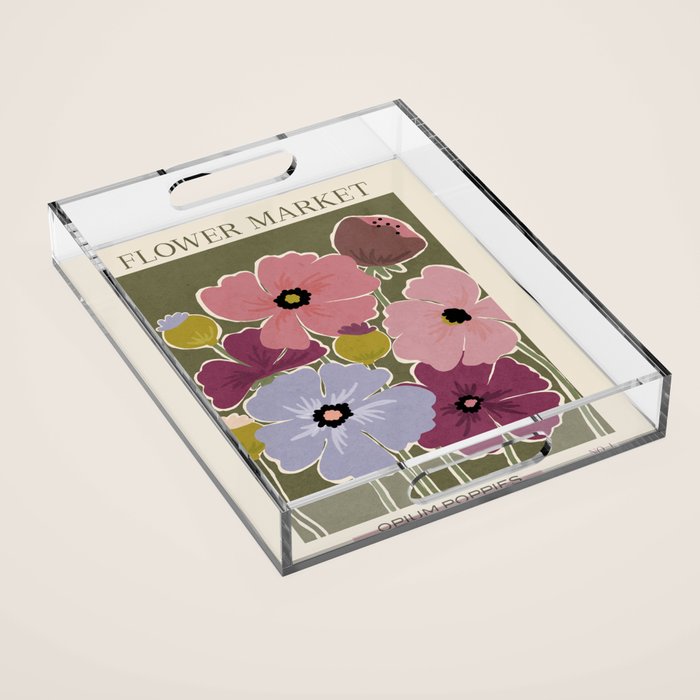 Flower Market - Opium Poppies Acrylic Tray Gallery Image 1
